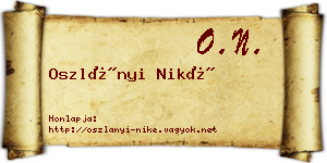 Oszlányi Niké névjegykártya